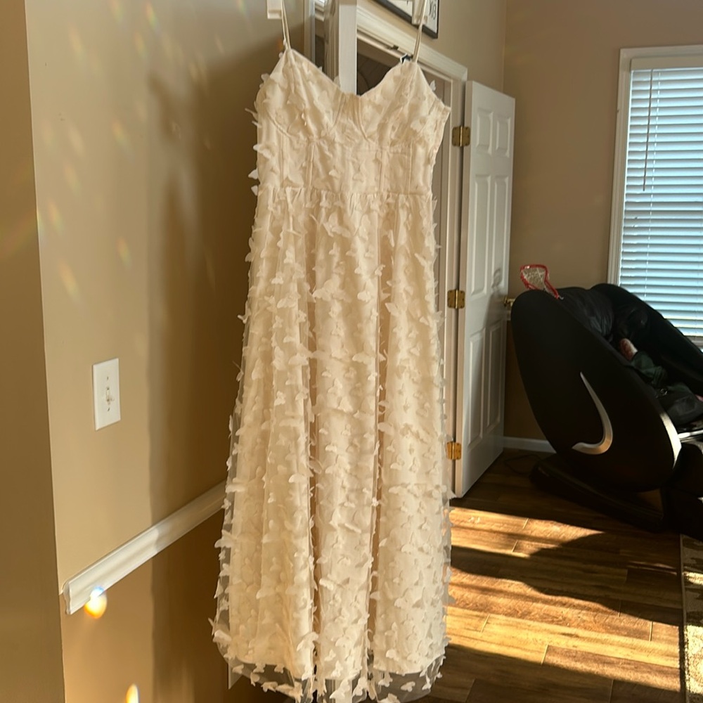 Thirty Thirty LA Ivory Butterfly Dress - Midi - Size Small, Romantic, Whimsical